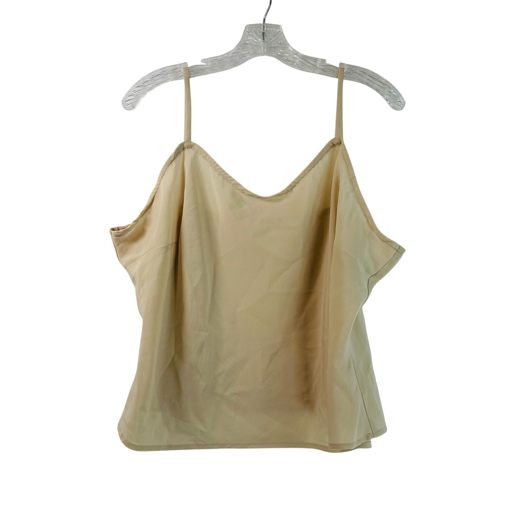 Beige Tan V-Neck Camisole Adjustable Strap Flowy Minimalist Tank Top XL